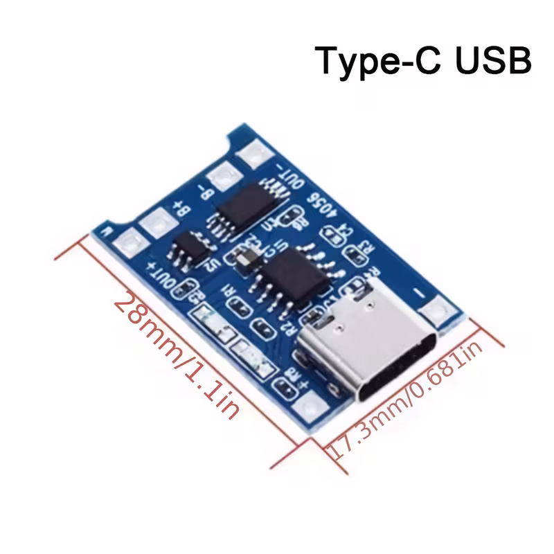 Модулі заряджання TP4056 з USB-C, 5 В 1 А (5 шт., без акумуляторів) — 2