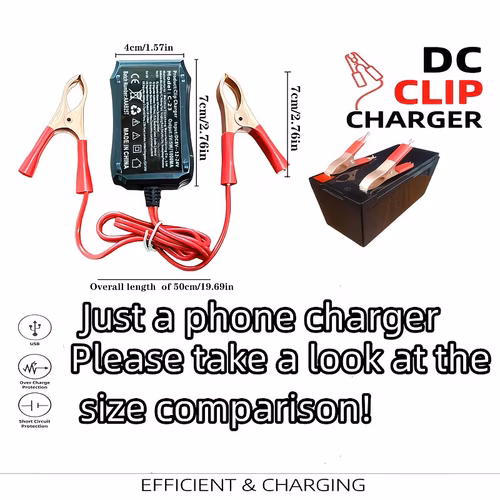 USB-адаптер живлення із затискачами для акумулятора, модель 3U