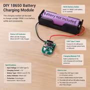 Набір плати заряджання USB-C та тримача акумулятора 18650 (без акумулятора) — 4