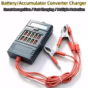 USB-адаптер живлення із затискачами для акумулятора, JLT-C006 (червоний) — 3