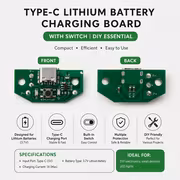 Плата заряджання акумулятора 3,7 В з USB-C та вимикачем (1 шт.) — 5