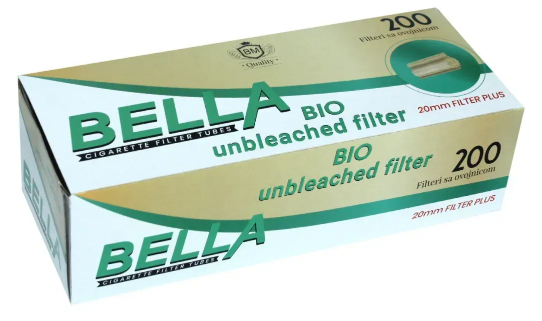 Сигаретні гільзи Bella BIO 200 з невибіленого паперу, фільтр 20 мм