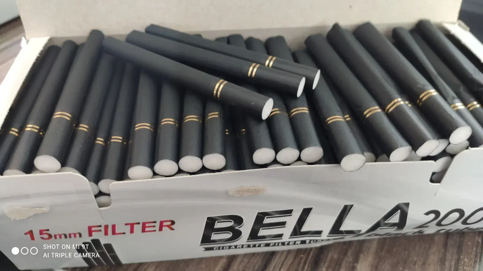 Чорні сигаретні гільзи Bella 200, фільтр 15 мм — 2
