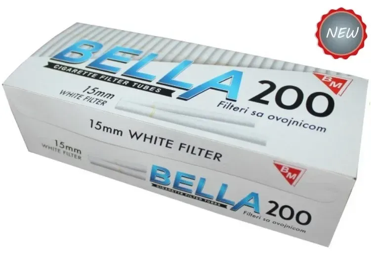 Сигаретні гільзи Bella 200, білий фільтр 15 мм