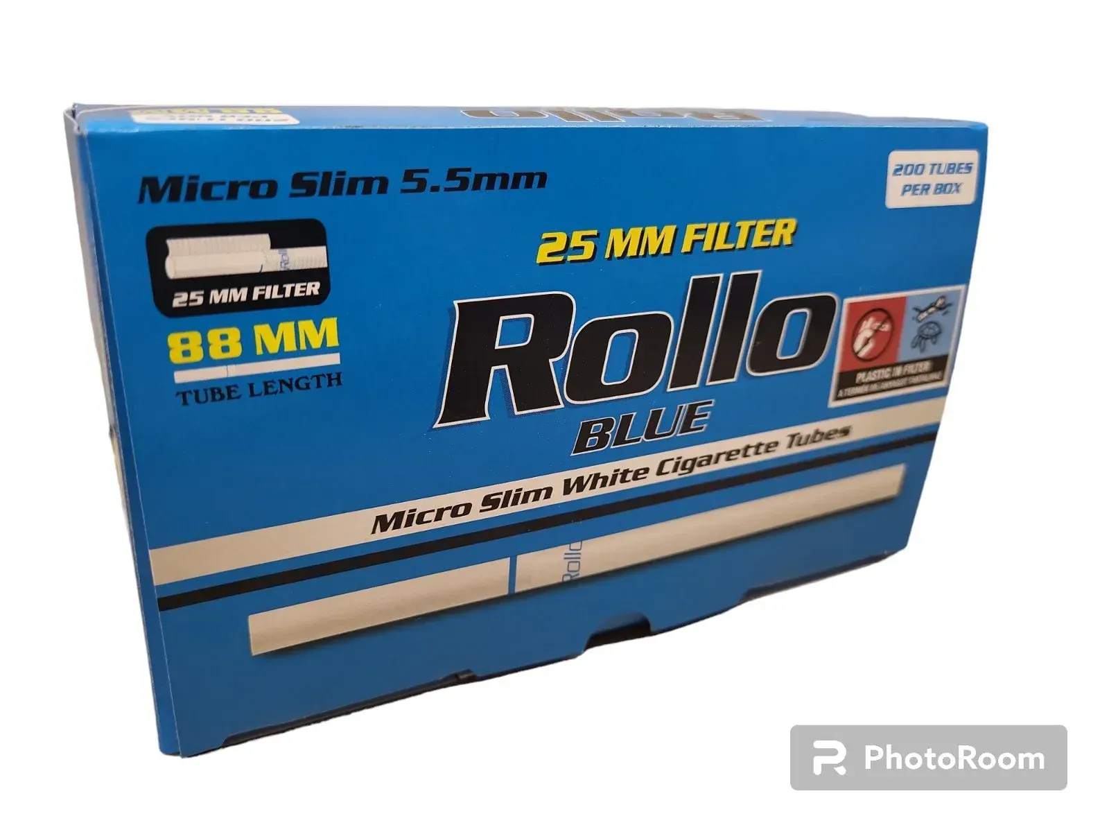 Сигаретні гільзи Rollo Blue Micro Slim 200, діаметр 5,5 мм, фільтр 25 мм
