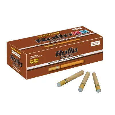 Сигаретні гільзи Rollo Brown Ultra Slim 200, фільтр 25 мм