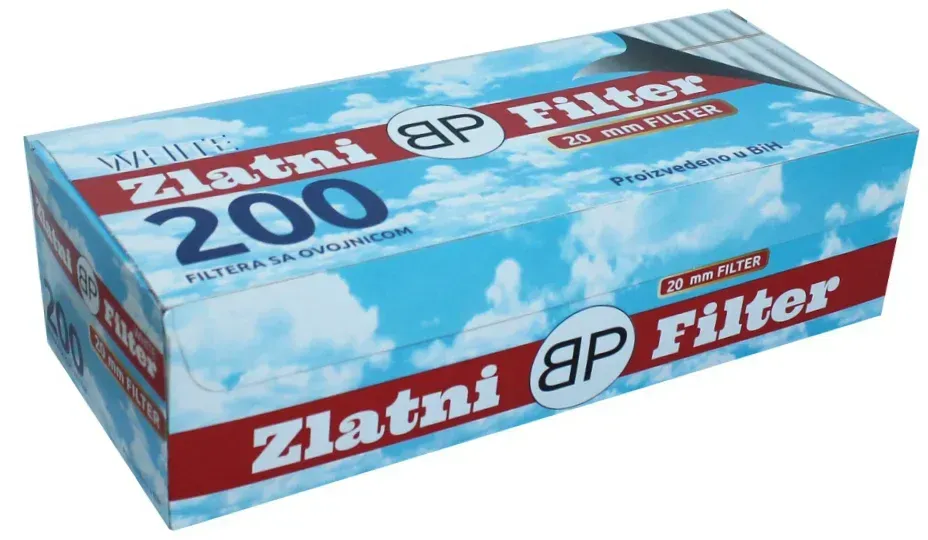 Сигаретні гільзи Zlatni Filter 200, білий фільтр 20 мм